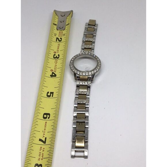 Fossil Stainless Steel Parts Links Band 15mm Case W/ Crystal Silver/Gold V881 - Picture 1 of 8